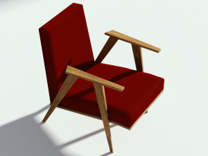 retro red fabric armchair Model 3D