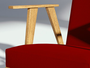 retro red fabric armchair Model 3D