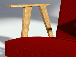retro red fabric armchair 3D Model