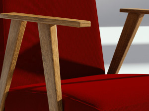 retro red fabric armchair Model 3D