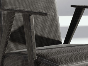 retro red fabric armchair Model 3D