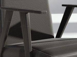 retro red fabric armchair 3D Model