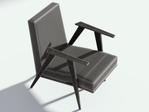 retro red fabric armchair Model 3D