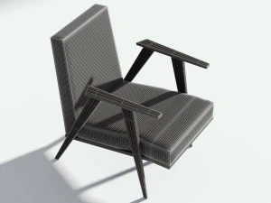 retro red fabric armchair 3D Model