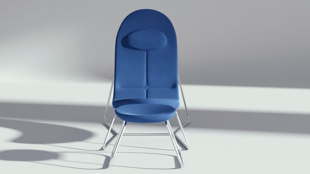 fabric blue armchair with ottoman 3D 模型 .c4d .max .obj .3ds .fbx .stl .blend 