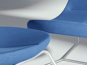 fabric blue armchair with ottoman 3D 模型