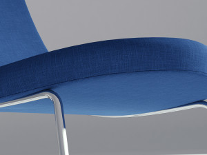 fabric blue armchair with ottoman 3D 模型