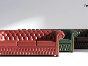 chesterfield set - brown green red 3D Model