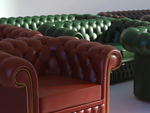 chesterfield set - brown green red 3D-Modell