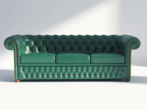 chesterfield set - brown green red 3D Model