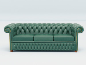 chesterfield set - brown green red 3D-Modell