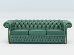 chesterfield set - brown green red 3D Model