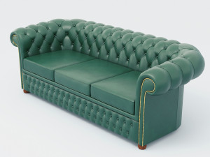 chesterfield set - brown green red 3D-Modell