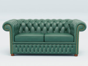 chesterfield set - brown green red 3D-Modell