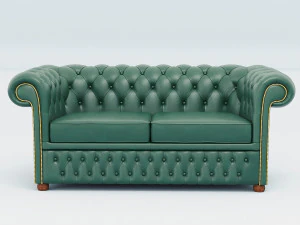 chesterfield set - brown green red 3D Model