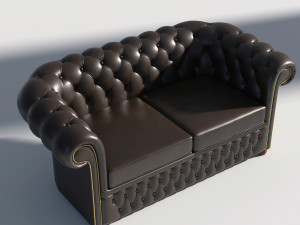 chesterfield set - brown green red 3D-Modell