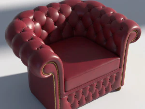 chesterfield set - brown green red 3D Model