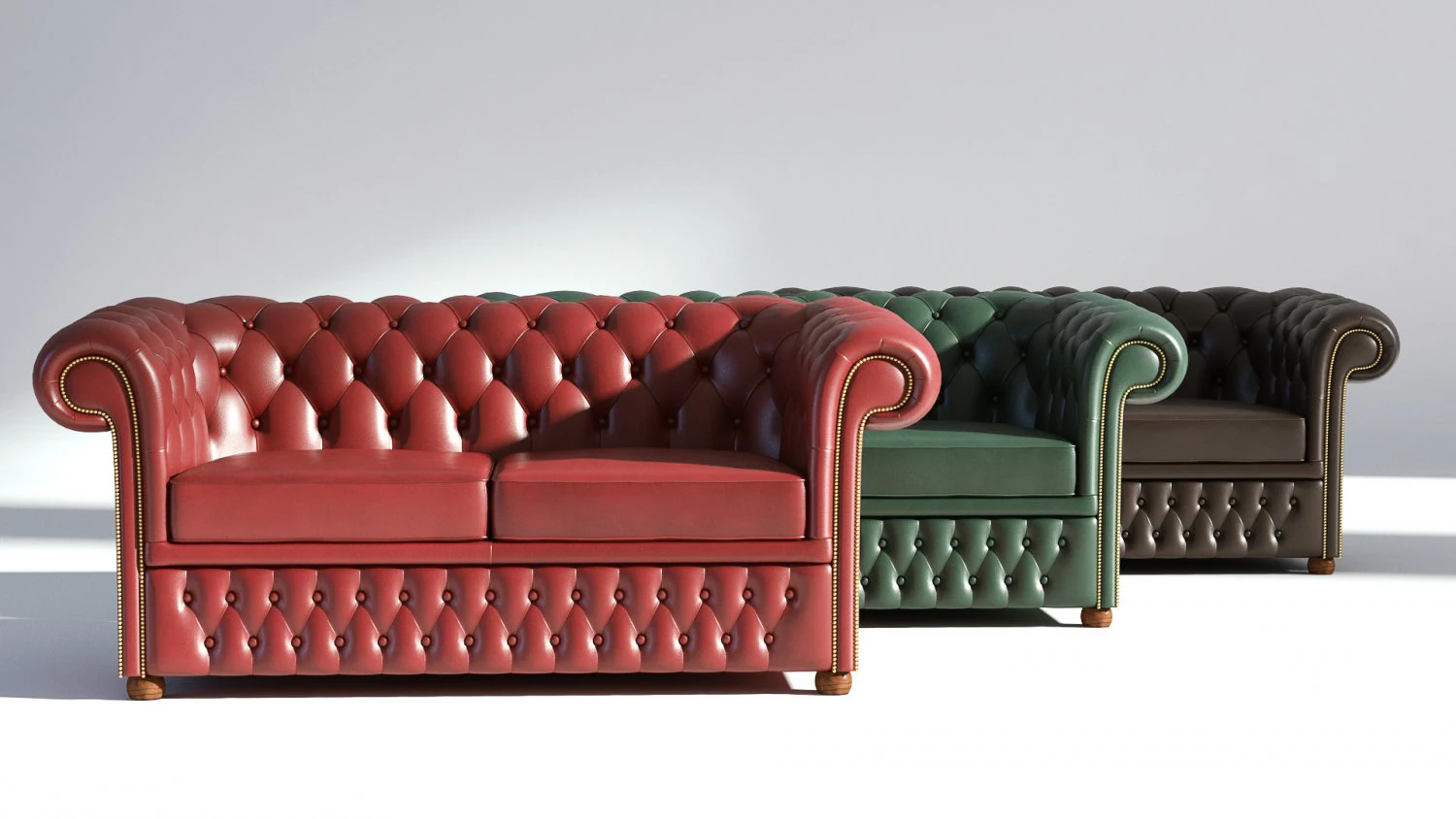 chesterfield sofa 2 - green brown red 3D Model .c4d .max .obj .3ds .fbx .stl .blend 