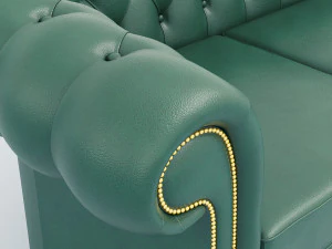 chesterfield sofa 2 - green brown red 3D Model