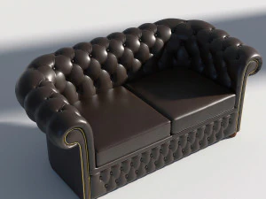 chesterfield sofa 2 - green brown red 3D Model