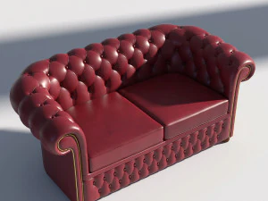 chesterfield sofa 2 - green brown red 3D Model