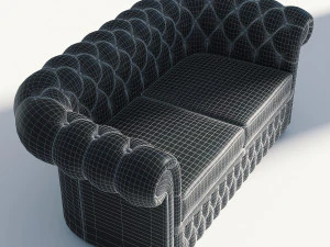 chesterfield sofa 2 - green brown red 3D Model