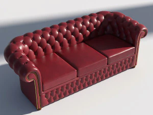chesterfield sofa 3 - green brown red 3D Model