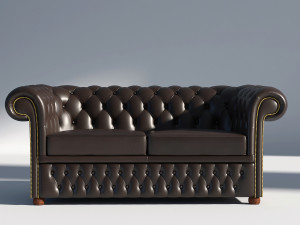 chesterfield sofa 2 brown 3D Модель