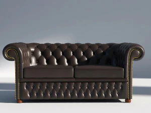 चेस्टरफ़ील्ड सोफा 2 भूरा 3D मॉडल