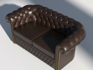 chesterfield sofa 2 brown 3D Model