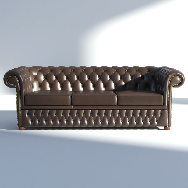 chesterfield sofa 3 brown 3D Model .c4d .max .obj .3ds .fbx .stl .blend 