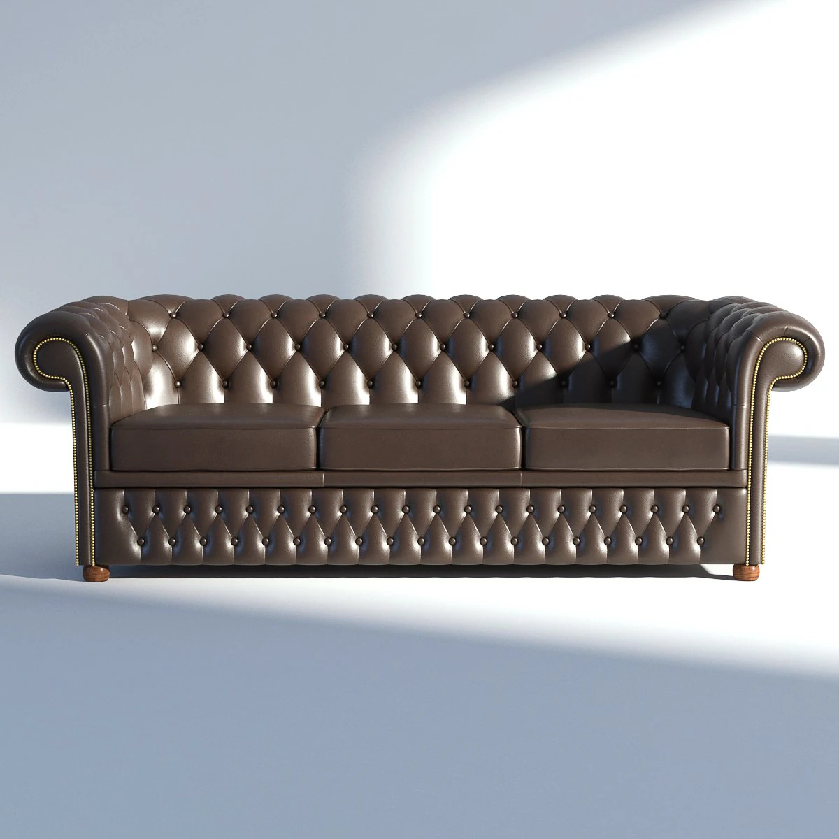 chesterfield sofa 3 brown 3D Model .c4d .max .obj .3ds .fbx .stl .blend 