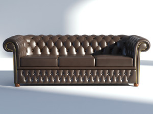 chesterfield sofa 3 brown 3D Модель