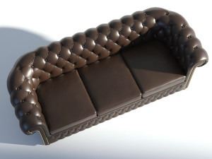 chesterfield sofa 3 brown 3D Model