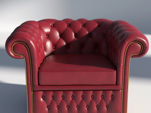 chesterfield armchair red Model 3D