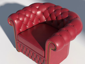 chesterfield armchair red 3D Model