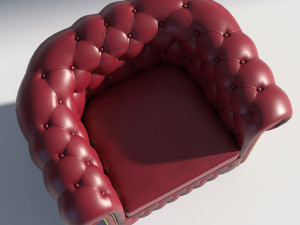 chesterfield armchair red 3D Model