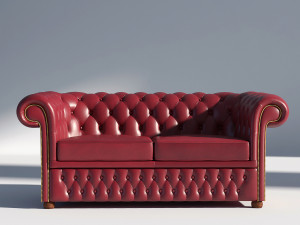 chesterfield sofa 2 red 3D Модель