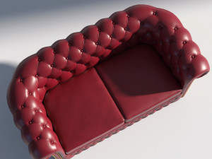 chesterfield sofa 2 red Model 3D