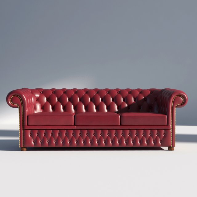 chesterfield sofa 3 red Model 3D .c4d .max .obj .3ds .fbx .stl .blend 