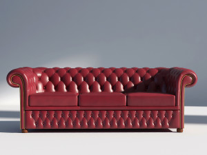 chesterfield sofa 3 red 3D Модель