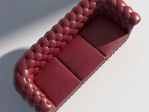 chesterfield sofa 3 red 3D Model
