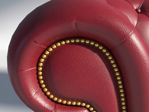 chesterfield sofa 3 red Model 3D