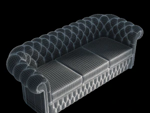 chesterfield sofa 3 red 3D Model
