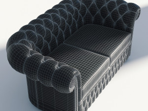 chesterfield set red 3D 模型