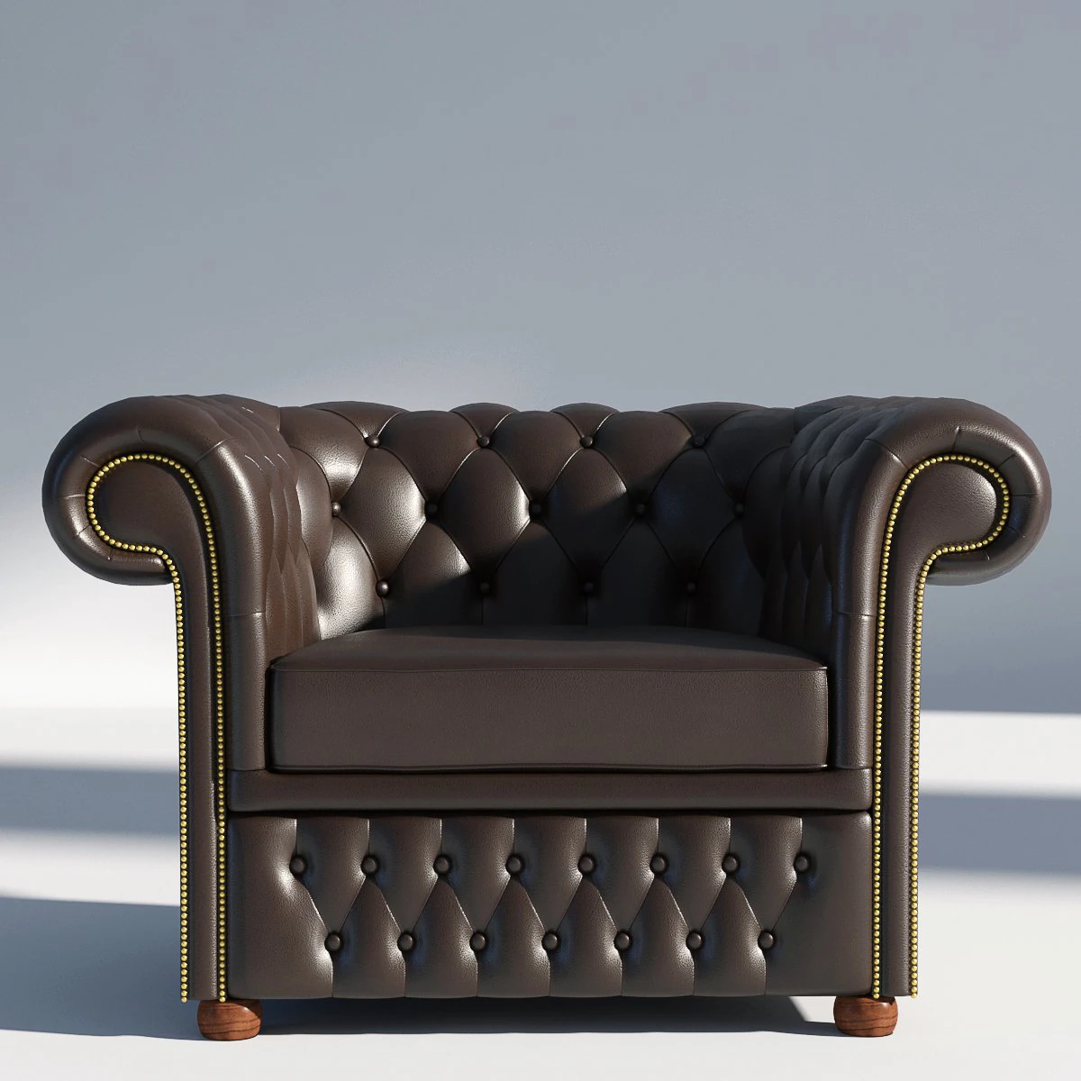 chesterfield armchair brown 3D Model .c4d .max .obj .3ds .fbx .stl .blend