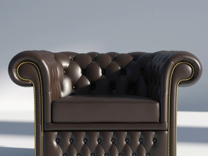 chesterfield armchair brown Model 3D