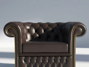 poltrona chesterfield marrom Modelo 3D