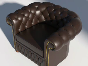 chesterfield armchair brown 3D Model