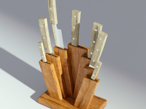wooden kinfe holder Modello 3D